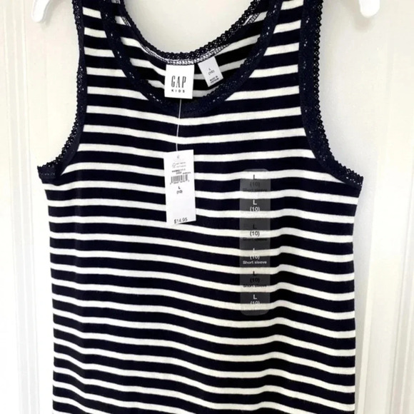 GAP Kids Navy Blue Girl’s Lace Trim Tank Girl’s Size L - Picture 5 of 7